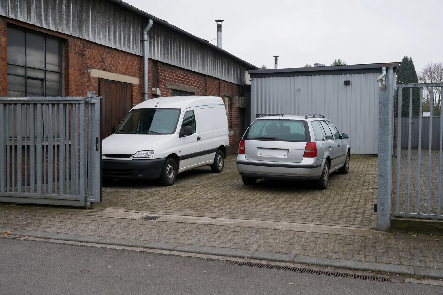 Beispielhafte Verkaufssituation: zwei Firmenfahrzeuge auf einem zugänglichen Gewerbehof in Habinghorst