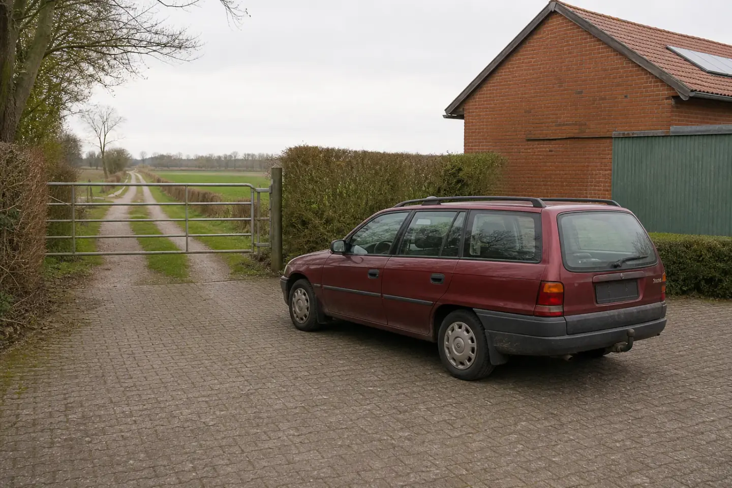 Beispielhafte Verkaufssituation: fahrzeug an einer langen Zufahrt in der Werner Bauerschaft Varnhövel
